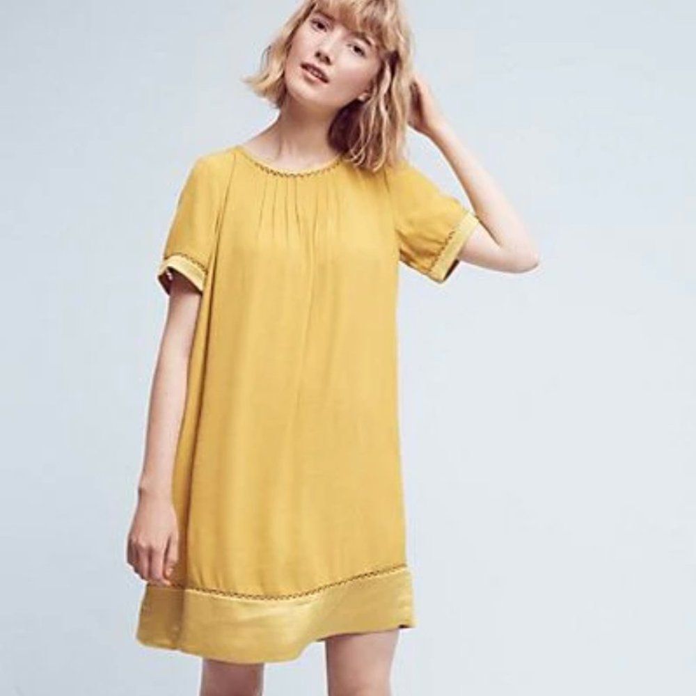 Anthropologie Maeve Yellow Swing Pullover Mini Dress Size XS